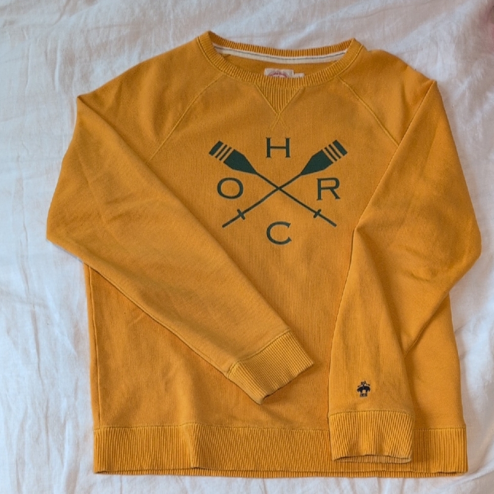 Brooks Brothers Mustard Crewneck Sweater with Graphic